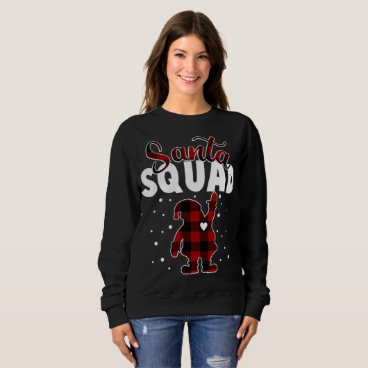 Sweatshirt Buffalo Plaid Père Noël Squad Famille de Noël Matc (Devant entier)