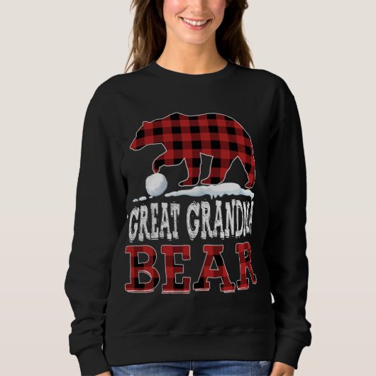 Sweatshirt Buffalo Plaid Red Christmas Grand grand grand ours (Devant)