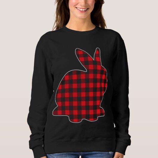 Sweatshirt Buffalo Plaid Red Paster Bunny (Devant)