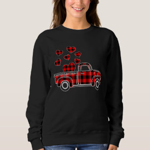 Sweatshirt Buffalo Red Plaid Hearts Pickup Camion Happy Valen