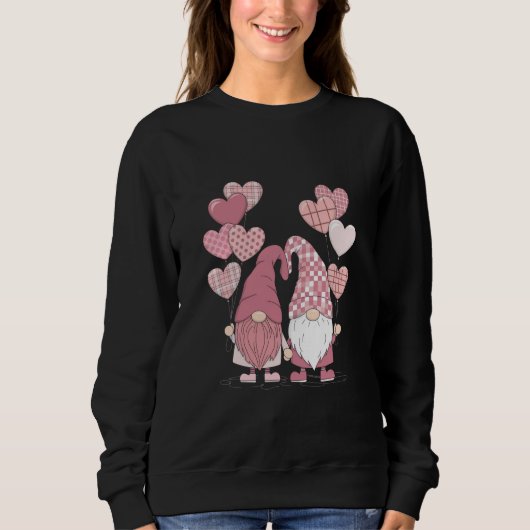 Sweatshirt Buffalo rose Plaid Heart Gnomes Saint-Valentin (Devant)