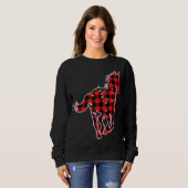 Sweatshirt Buffle de Noël Plaid Horse mignon Cheval Éclairage (Devant entier)