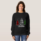 Sweatshirt Buffle de Noël Plaid Rouge Blanc Vert Noël (Devant entier)