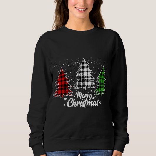 Sweatshirt Buffle de Noël Plaid Rouge Blanc Vert Noël (Devant)