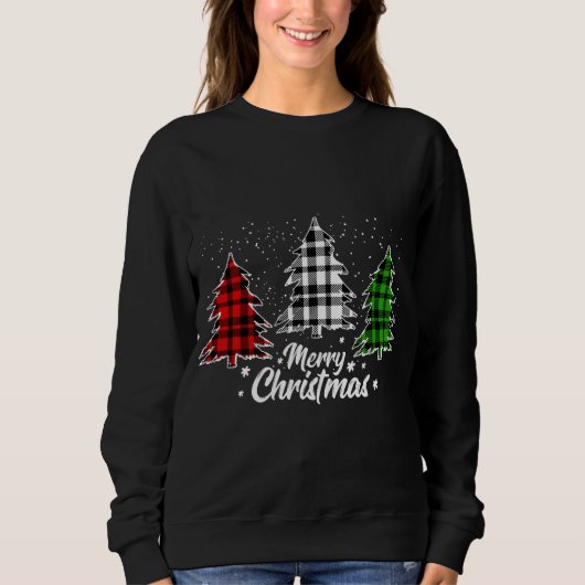 Sweatshirt Buffle de Noël Plaid Rouge Blanc Vert Noël (Devant)