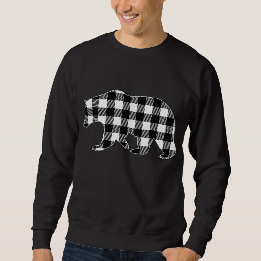 Sweatshirt Buffle noir et blanc Plaid Ours Pajam Noël (Devant)
