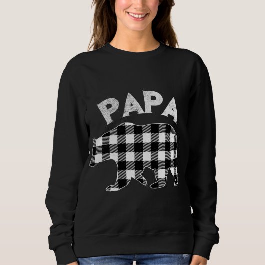 Sweatshirt Buffle noir et blanc Plaid Papa Ours Noël (Devant)