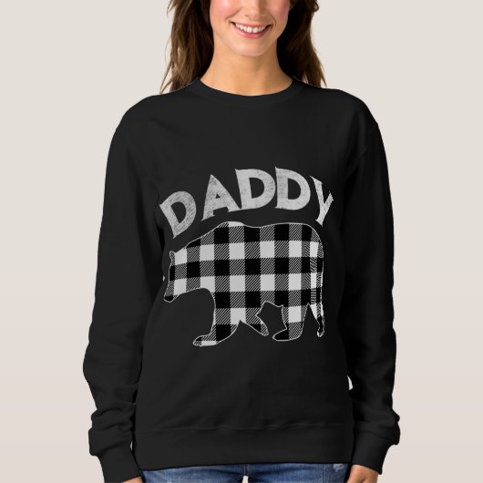 Sweatshirt Buffle noir et blanc Plaid papa Ours Noël (Devant)