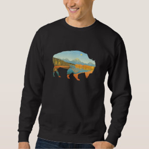 Sweatshirt Buffle paysager américain Vintage Yellowstone Bis