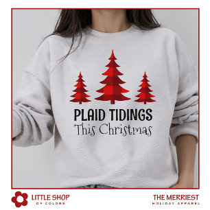 Sweatshirt Buffle rustique Plaid Arbres de Noël Style Occiden