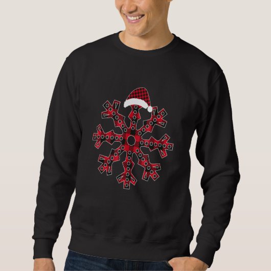 Sweatshirt Buffles de Noël rouges et noirs Plaid Snowflakes S (Devant)