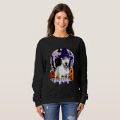 Sweatshirt Bull Terrier Happy Halloween Witch Dog Pumpkin Spo (Devant entier)
