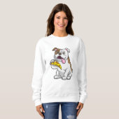 Sweatshirt Bulldog avec morceau de pizza (Devant entier)