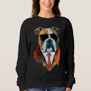 Sweatshirt Bulldog Portant un costume coloré Cool anglais Bul