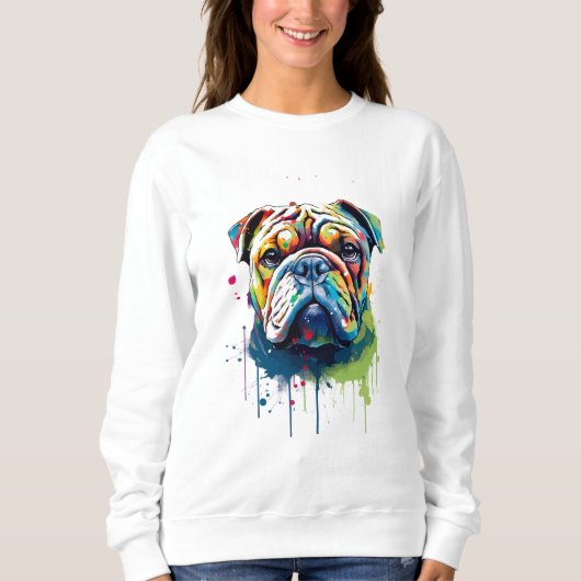 Sweatshirt Bulldog Vibrant et coloré (Devant)