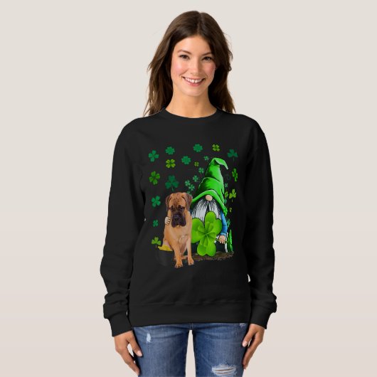 Sweatshirt Bullmastiff Chien Gnome C Shamrock St Patrick's Da (Devant entier)