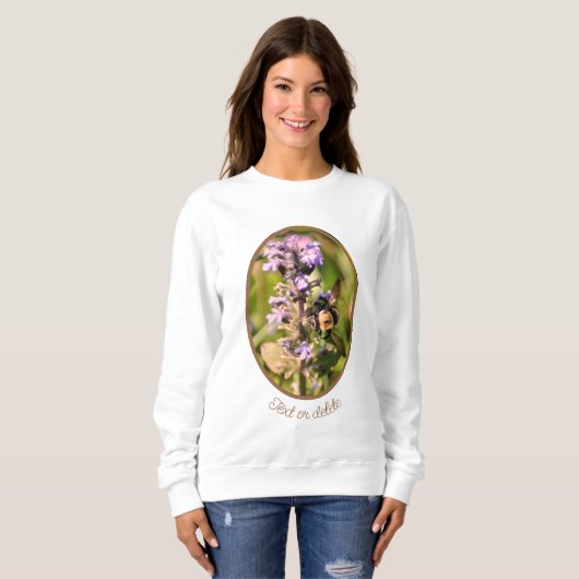 Sweatshirt Bumble Beer Sur Fleur Violet Personnalisé (Devant entier)
