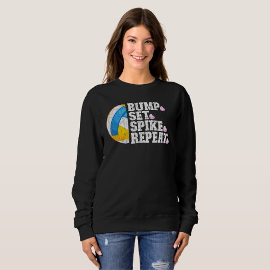 Sweatshirt Bump Set Spike Répéter Volleyball Graphic Player C (Devant entier)