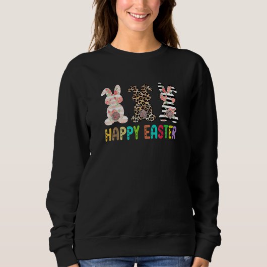 Sweatshirt Bunny Buffalo Red Plaid Empreinte de léopard Joyeu (Devant)
