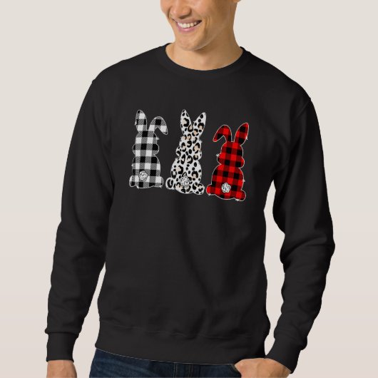 Sweatshirt Bunny Buffalo Red Plaid Empreinte de léopard Joyeu (Devant)