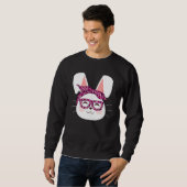 Sweatshirt Bunny face Cool Easter Bunny with Glasses Easter   (Devant entier)