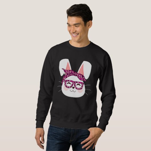Sweatshirt Bunny face Cool Easter Bunny with Glasses Easter   (Devant entier)