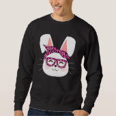 Sweatshirt Bunny face Cool Easter Bunny with Glasses Easter   (Devant)