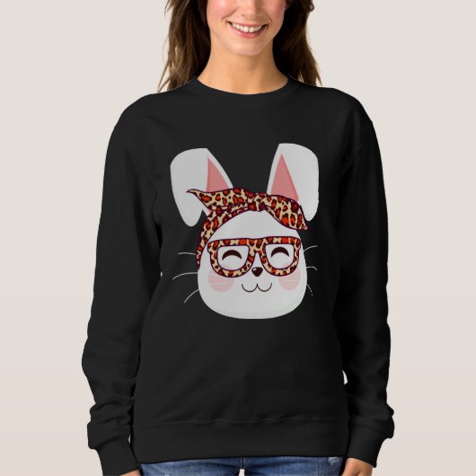 Sweatshirt Bunny face Cool Easter Bunny with Glasses Easter (Devant)