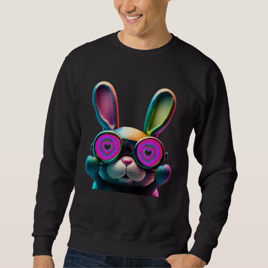 Sweatshirt Bunny face Cool Easter Bunny with Glasses Easter 3 (Devant)