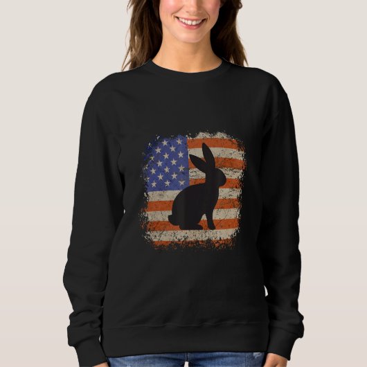Sweatshirt Bunny for men gift bunnies american flag patriotic (Devant)