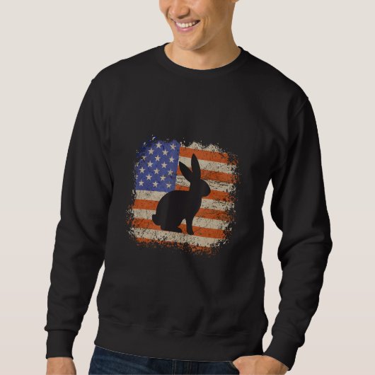Sweatshirt Bunny for men gift bunnies american flag patriotic (Devant)