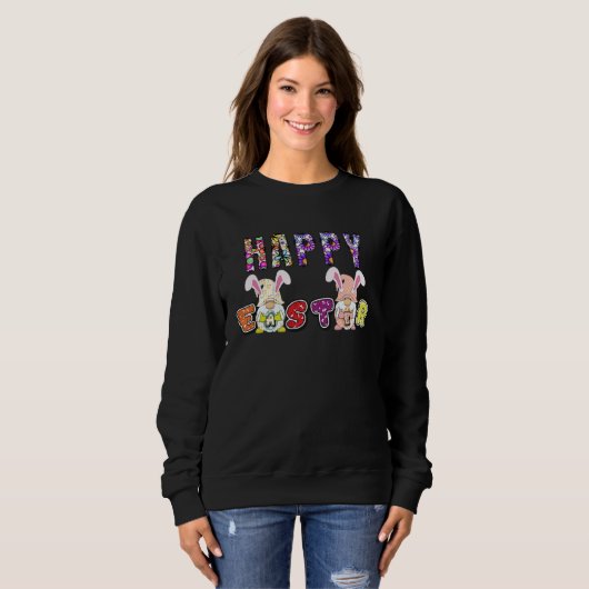 Sweatshirt Bunny Pastel Spring Hunt Eggs Rabbit Happy Easter  (Devant entier)