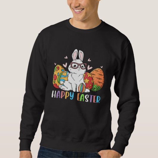 Sweatshirt Bunny Pastel Spring Hunt Eggs Rabbit Happy Easter  (Devant)