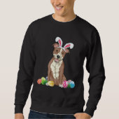 Sweatshirt Bunny Pitbull Dog Easter Happy Easter Pitbull (Devant)