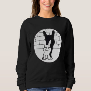 Sweatshirt Bunny Shadow Play Devil Horns Black and White