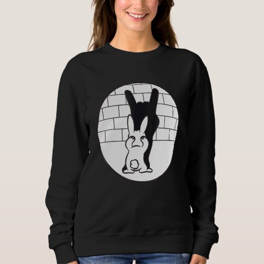 Sweatshirt Bunny Shadow Play Devil Horns Black and White (Devant)