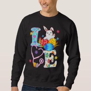 Sweatshirt Bunny Stethoscope Scrub Nurb Life Pâques Jour d'ab