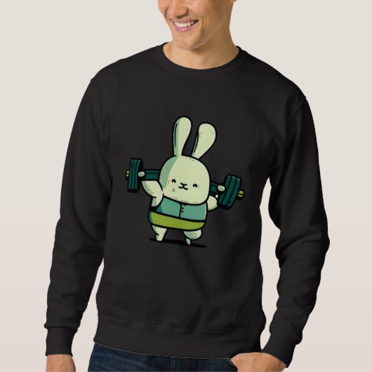 Sweatshirt Bunny Weightlifting Bodybuilding Easter (Devant)