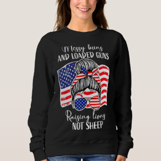 Sweatshirt Buns Messy Chargé Armes À Feu Élever Lions Femmes 