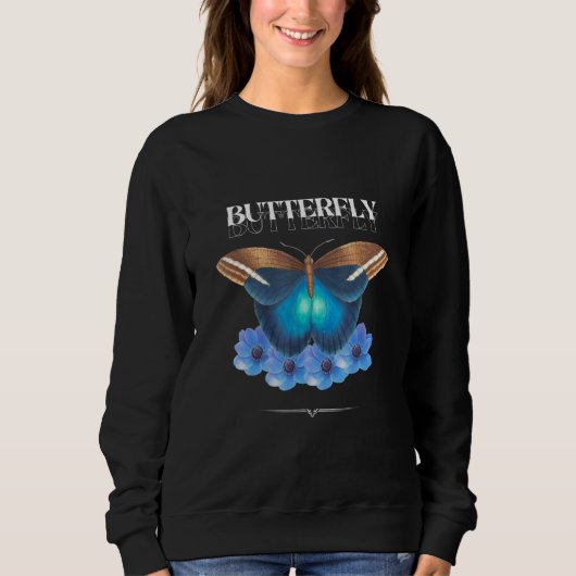 Sweatshirt Bunter Schmetterling mit Blumen im Boho Design (Devant)