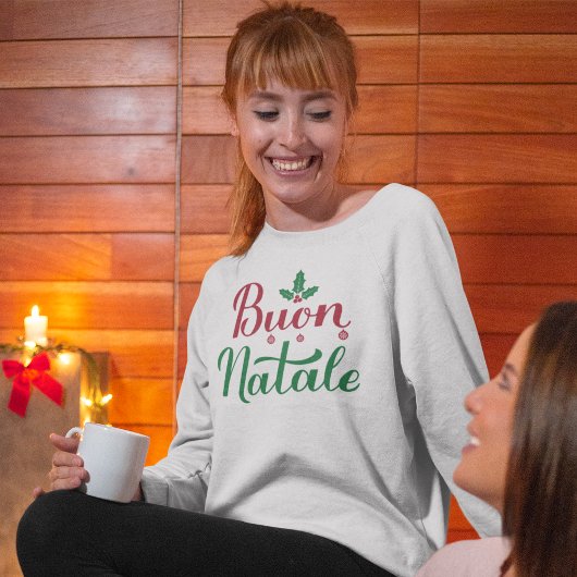 Sweatshirt Buon Natale Italien Joyeux Noël Holly