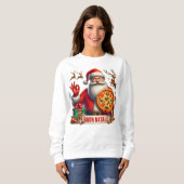 Sweatshirt Buon Natale Père Noël italienne avec pizza et renn (Devant entier)