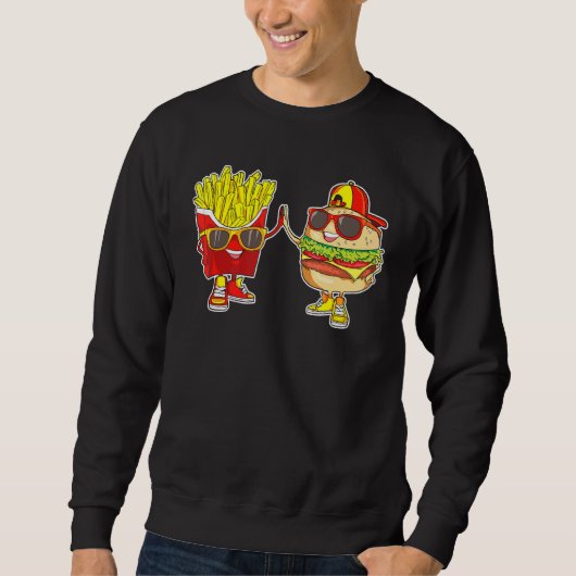 Sweatshirt Burger Et Fries Branché Bff Fast Food Qui Lo (Devant)
