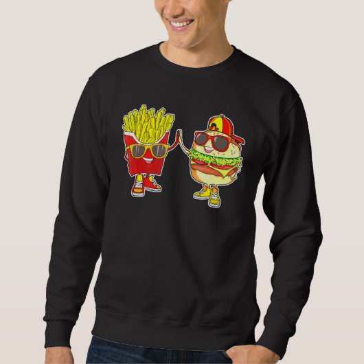 Sweatshirt Burger Et Fries Branché Bff Fast Food Qui Lo (Devant)