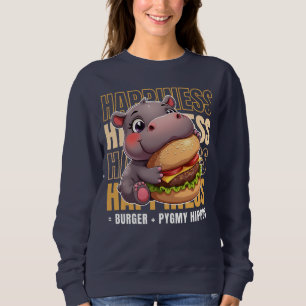 Sweatshirt Burger Et Hippopotames Pygmées Me Rendent Heureux