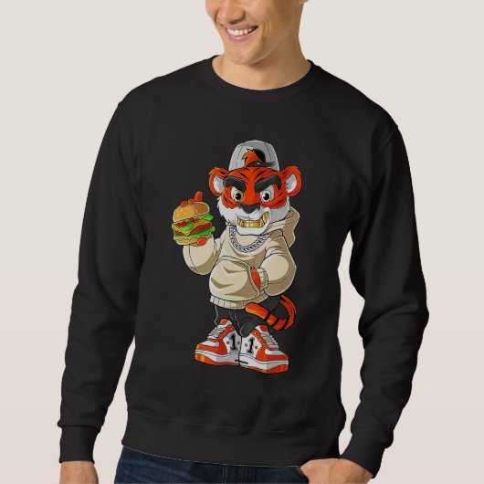 Sweatshirt Burger Et Tigre Du Bengale (Devant)