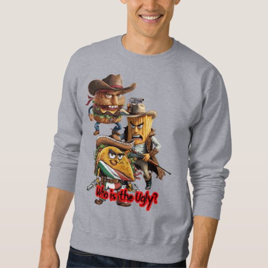 Sweatshirt Burger, frites, taco dans le Far West sur un (Devant)