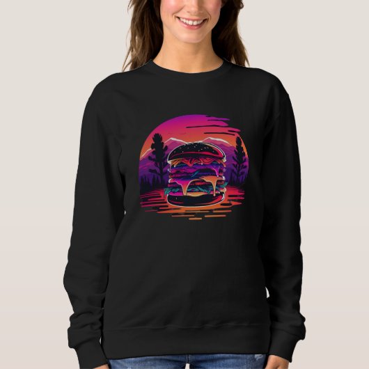 Sweatshirt Burger with a Nostalgic 80s Retrowave Aesthetic (Devant)