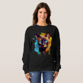 Sweatshirt Burmese Cat Face Colorful Splash Art (Devant entier)