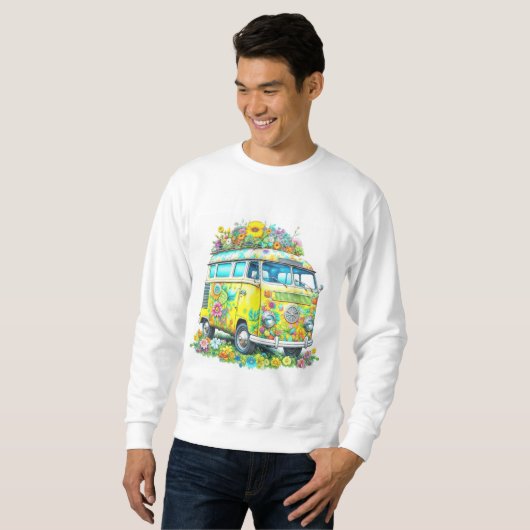 Sweatshirt Bus d'excursion hippie classique (Devant entier)